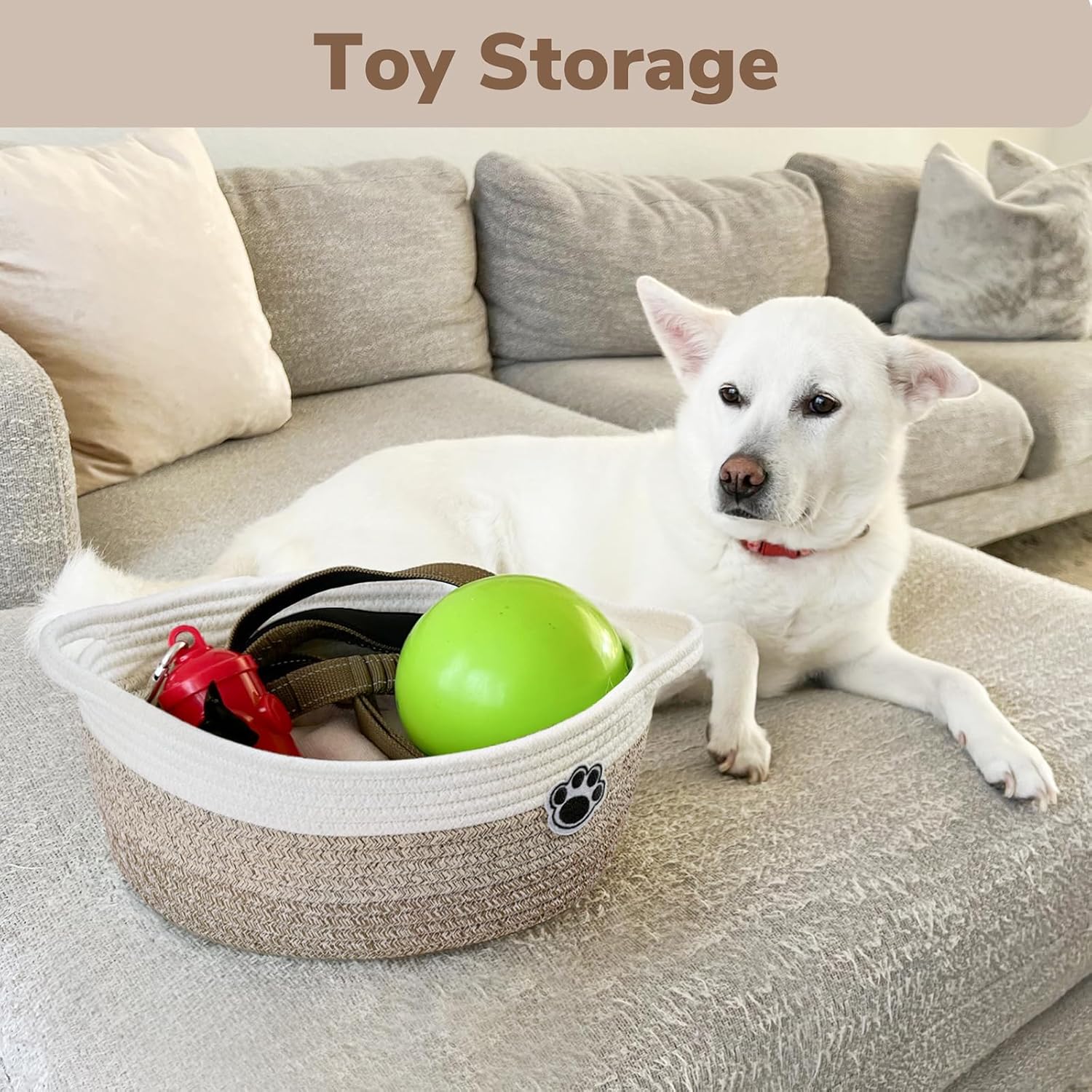 Woven Dog Toy Basket, 12x8x5 I - Baby Nursery Images のレビューと価格