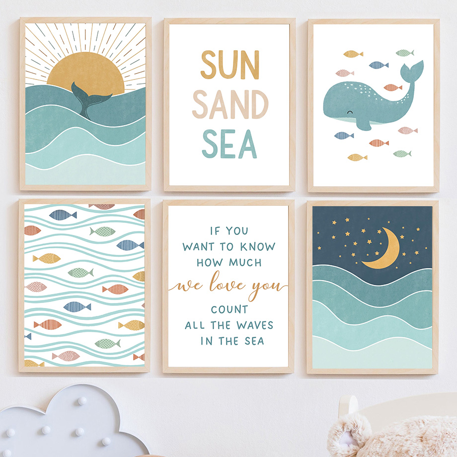 1pc frameless Fish Whale Seagu - Baby Nursery Quotes のレビューと価格