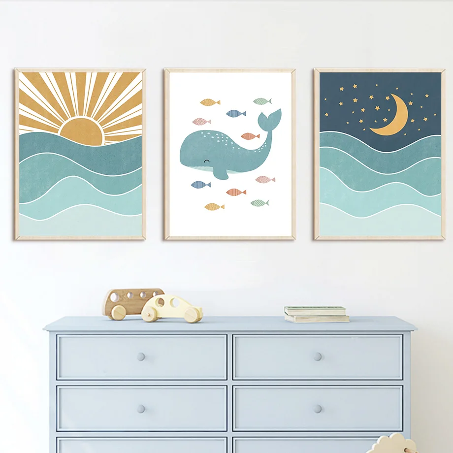 1pc frameless Fish Whale Seagu - Baby Nursery Quotes のレビューと価格