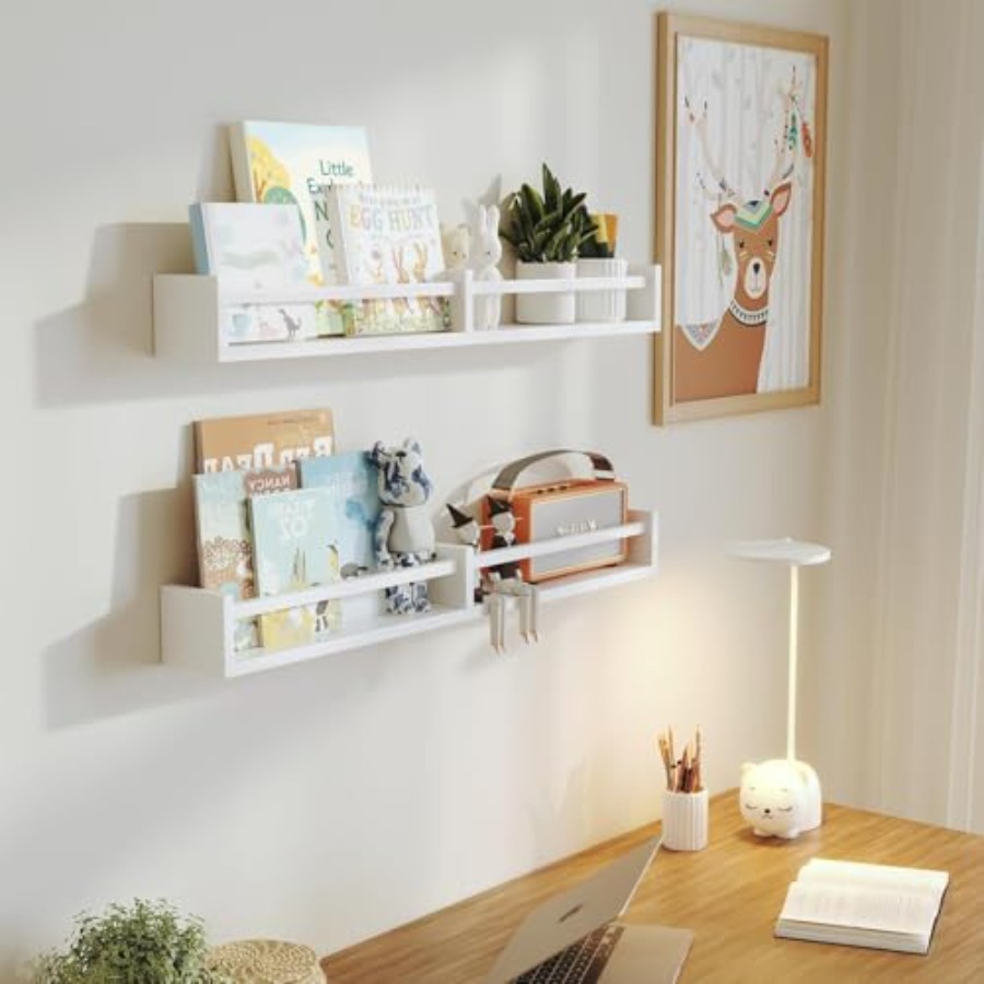 White Nursery Bookshelves, 32I - Baby Nursery Floating Shelves のレビューと価格