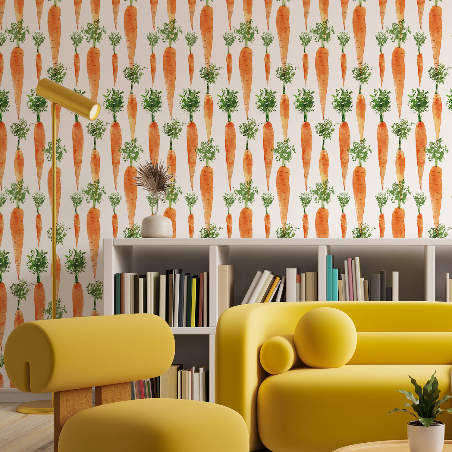 Cute Watercolor Carrots Wallpa - Baby Nursery Peel And Stick Wallpaper のレビューと価格