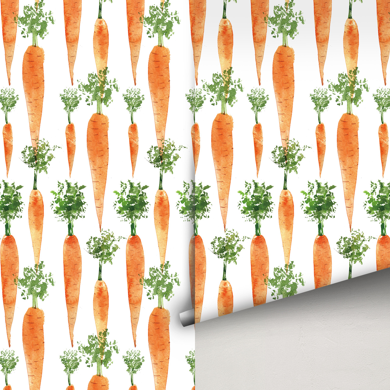 Cute Watercolor Carrots Wallpa - Baby Nursery Peel And Stick Wallpaper のレビューと価格