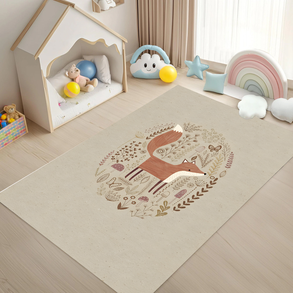 Cute Cartoon Fox Head Area Rug - Baby Nursery Rug のレビューと価格