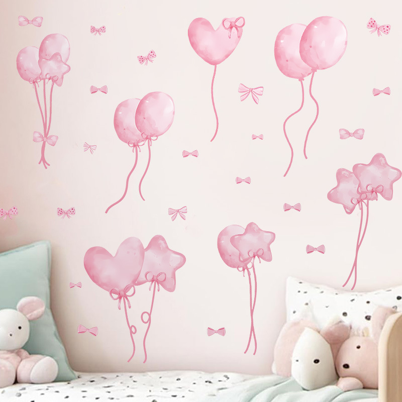Watercolor Pink Balloon Wall S - Baby Nursery Wallpaper Girl のレビューと価格