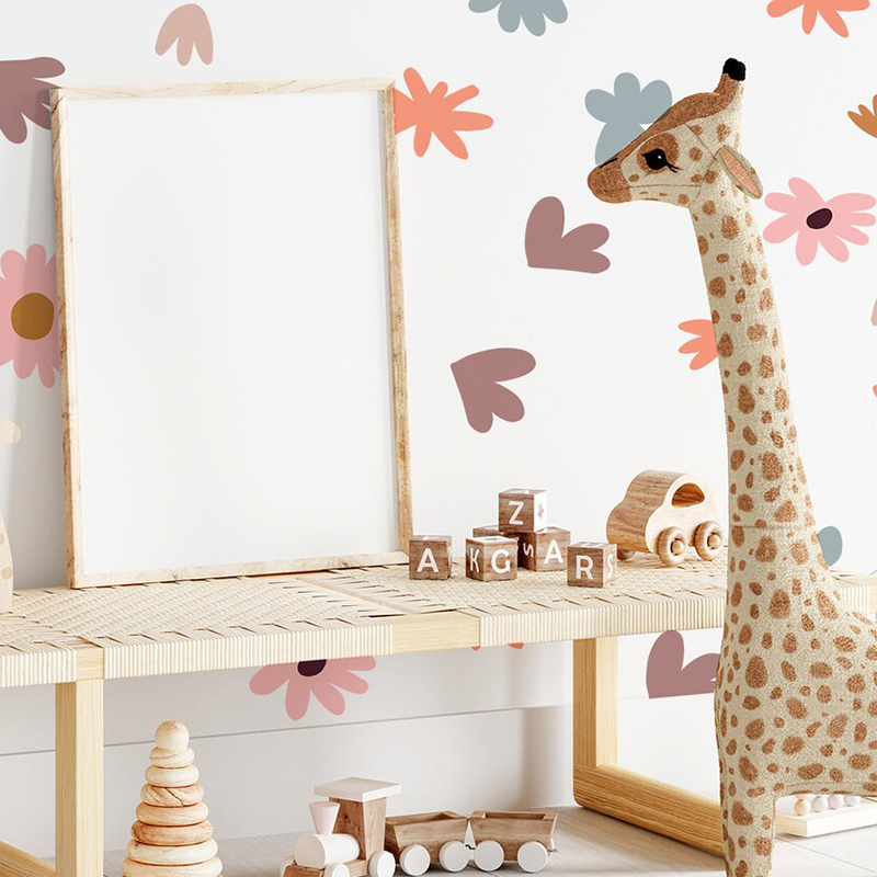 DIY Multicolored Flowers Wall  - Baby Nursery Wallpaper Girl のレビューと価格