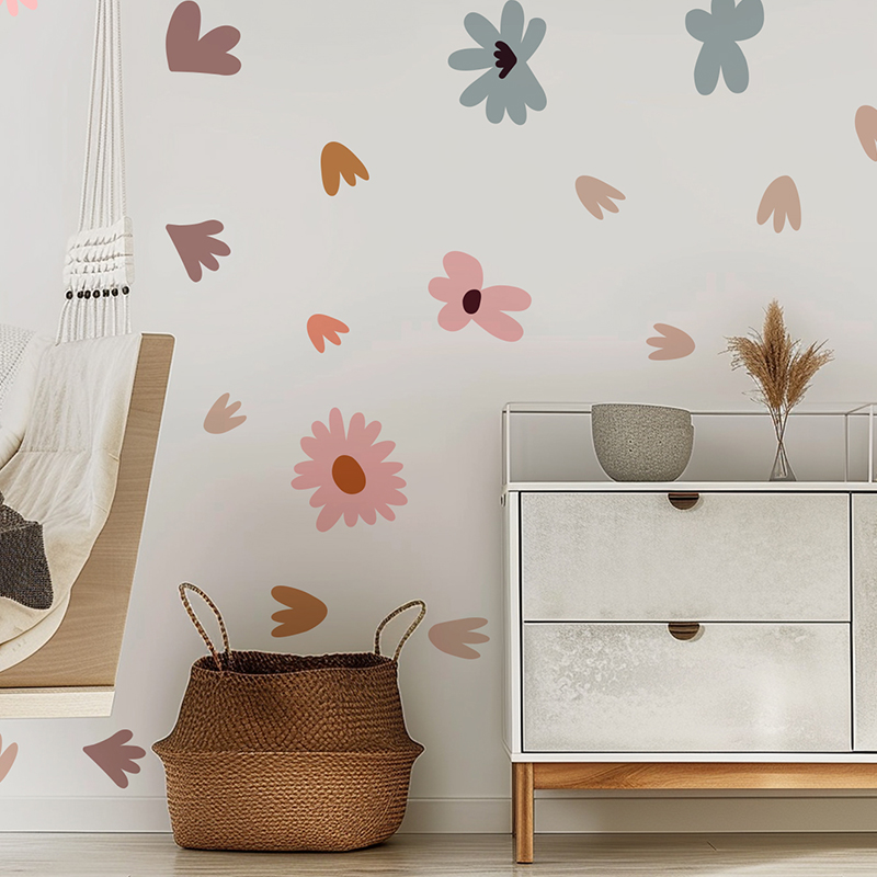 DIY Multicolored Flowers Wall  - Baby Nursery Wallpaper Girl のレビューと価格