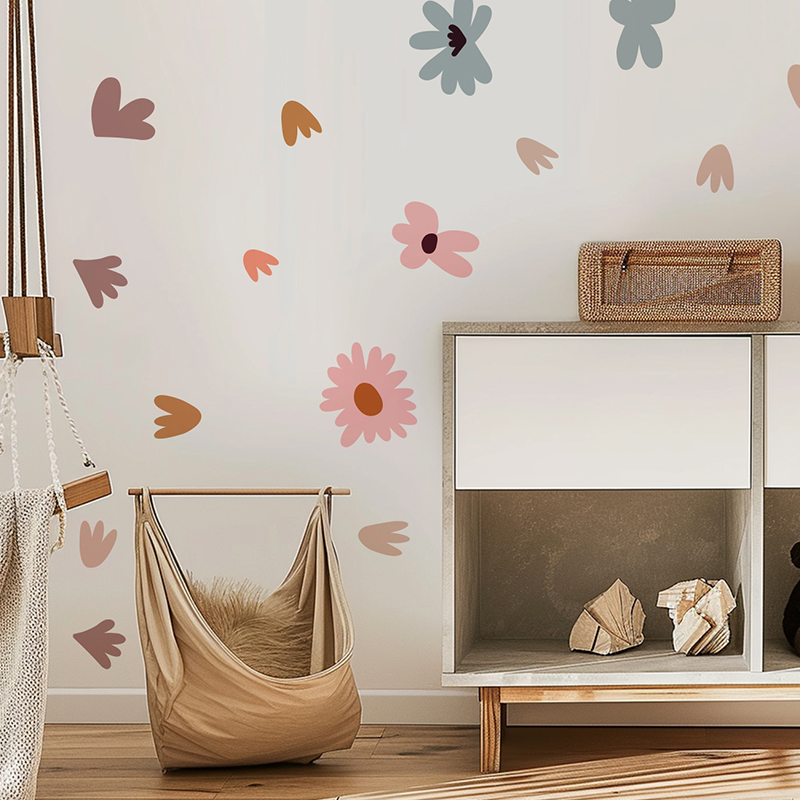 DIY Multicolored Flowers Wall  - Baby Nursery Wallpaper Girl のレビューと価格