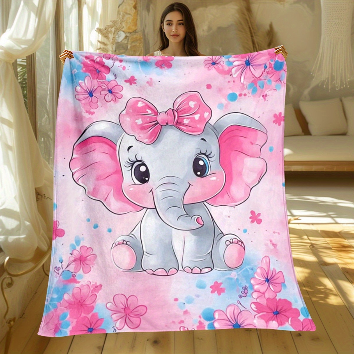 1pc Cute Pink Elephant with Bo - Baby Nursery Themes Girl のレビューと価格