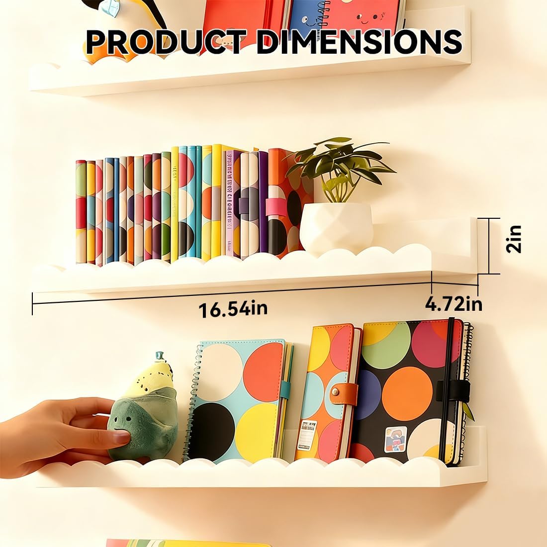Nursery Book Shelves, Set of 4 - Baby Nursery Floating Shelves のレビューと価格