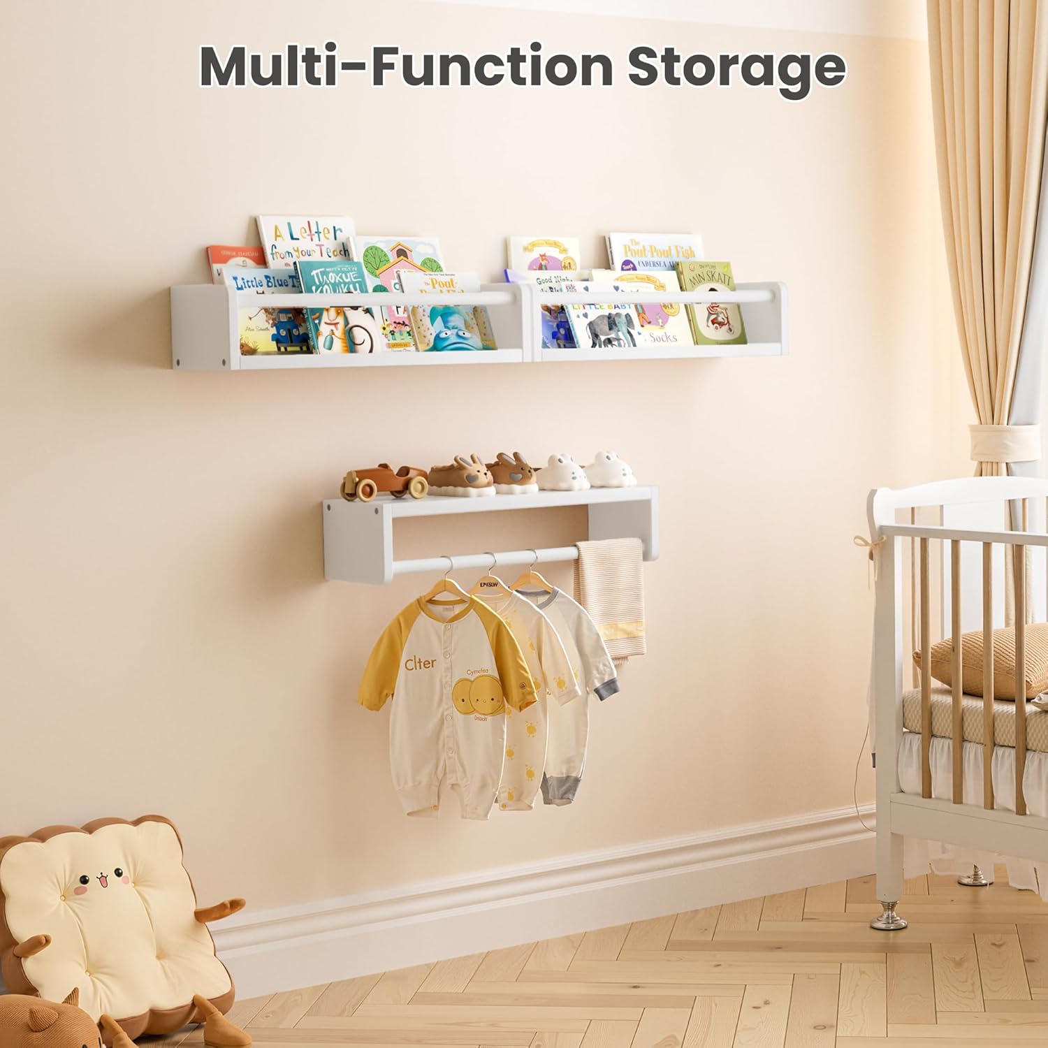 Floating Bookshelves for Wall, - Baby Nursery Floating Shelves のレビューと価格