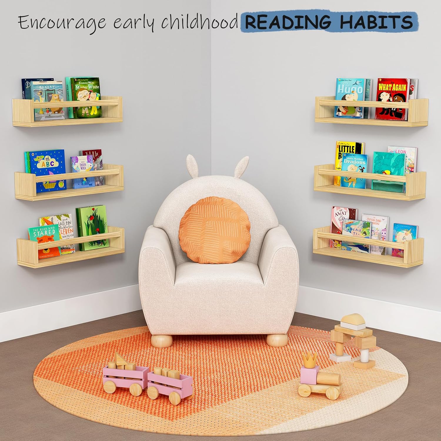Natural Wood Floating Nursery  - Baby Nursery Floating Shelves のレビューと価格