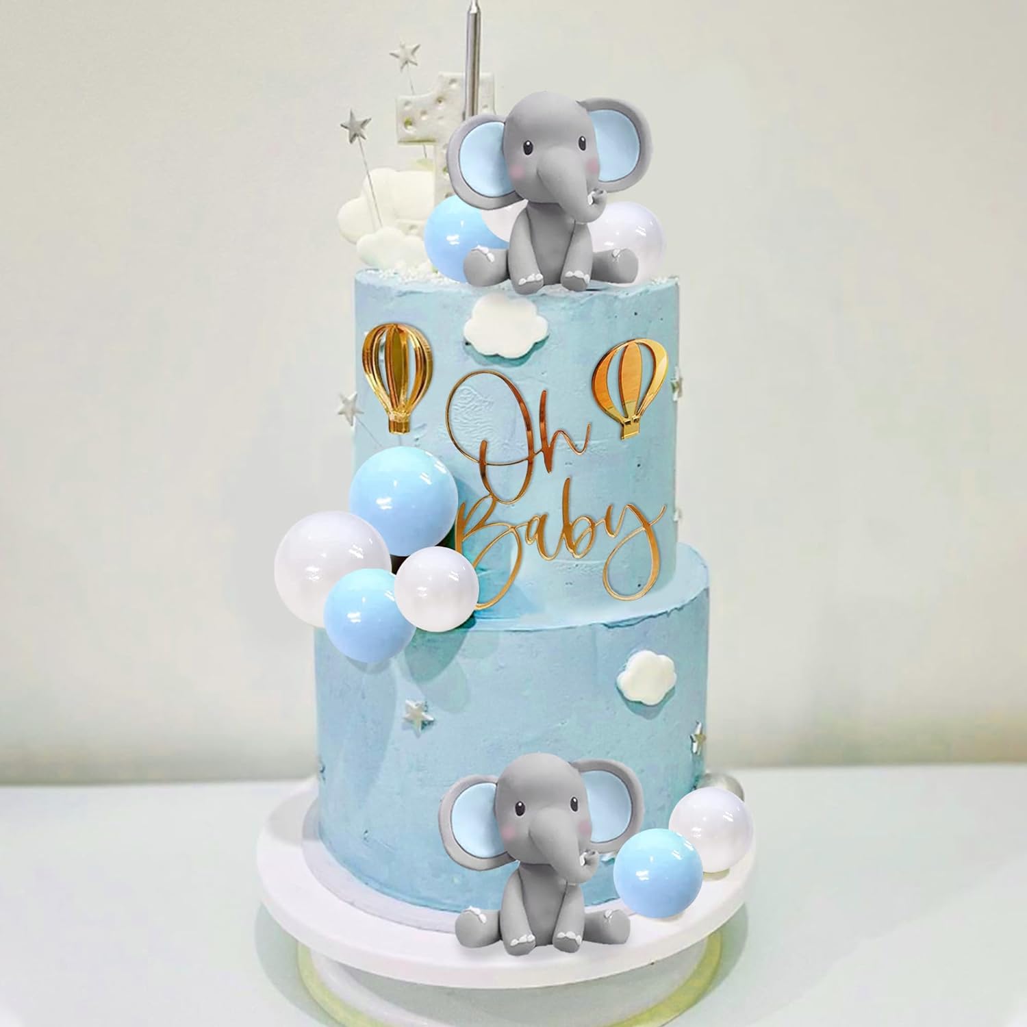 Elephant Cake Decoration with  - Baby Nursery Hot Air Balloon のレビューと価格